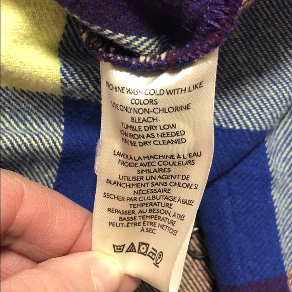 We The Free Purple and Yellow Plaid Shirt L - Picture 7 of 8